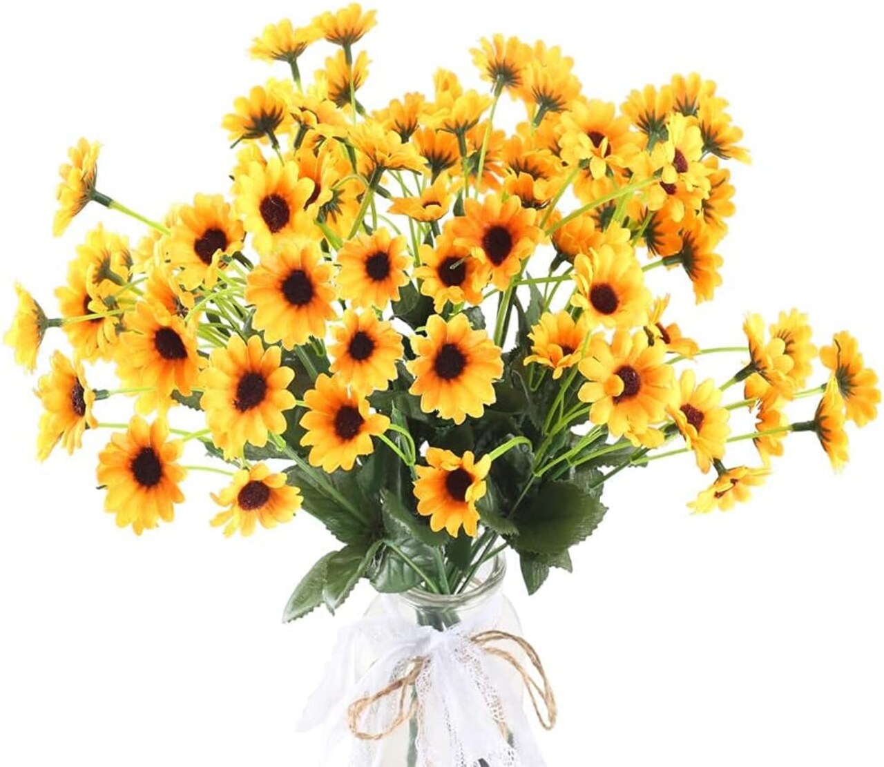 Sunflowers Artificial Flowers Fake Fall Flowers Faux Flowers Silk Flower Arrangements for Indoor Outdoor Home Kitchen DIY Table Centerpieces Wedding Decor(4 Bundles)